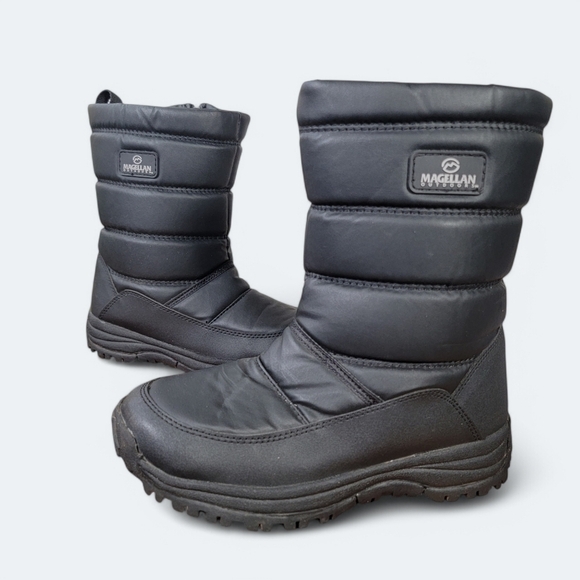 Magellan Black Winter Boots Quilted Fleece Lined Size Men 4 Women 5 - Picture 1 of 15